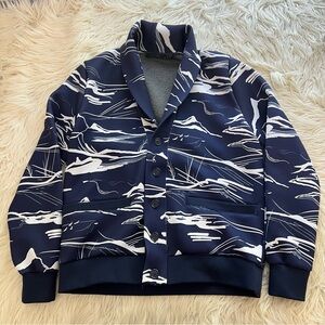Greyson Lake Como Chene Shawl Cardigan Sweater Performance Golf Navy Blue Men S